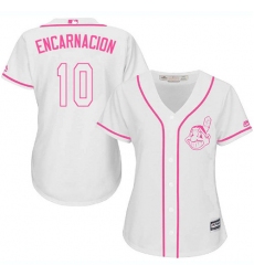 Women's Majestic Cleveland Indians #10 Edwin Encarnacion Authentic White Fashion Cool Base MLB Jersey