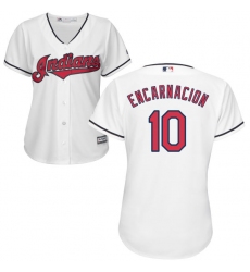 Women's Majestic Cleveland Indians #10 Edwin Encarnacion Replica White Home Cool Base MLB Jersey