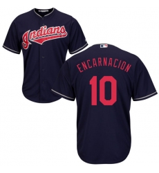 Youth Majestic Cleveland Indians #10 Edwin Encarnacion Replica Navy Blue Alternate 1 Cool Base MLB Jersey