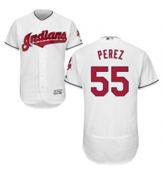 Men's Majestic Cleveland Indians #55 Roberto Perez White Flexbase Authentic Collection MLB Jersey