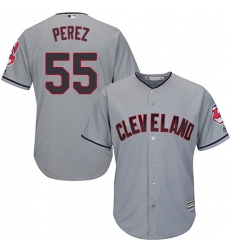 Youth Majestic Cleveland Indians #55 Roberto Perez Authentic Grey Road Cool Base MLB Jersey