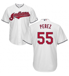 Youth Majestic Cleveland Indians #55 Roberto Perez Authentic White Home Cool Base MLB Jersey