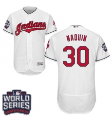 Men's Majestic Cleveland Indians #30 Tyler Naquin White 2016 World Series Bound Flexbase Authentic Collection MLB Jersey