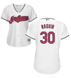 Women's Majestic Cleveland Indians #30 Tyler Naquin Authentic White Home Cool Base MLB Jersey