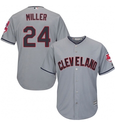 Men's Majestic Cleveland Indians #24 Andrew Miller Replica Grey Road Cool Base MLB Jersey