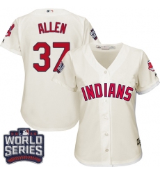 Women's Majestic Cleveland Indians #37 Cody Allen Authentic Cream Alternate 2 2016 World Series Bound Cool Base MLB Jersey