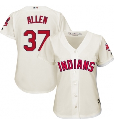 Women's Majestic Cleveland Indians #37 Cody Allen Authentic Cream Alternate 2 Cool Base MLB Jersey