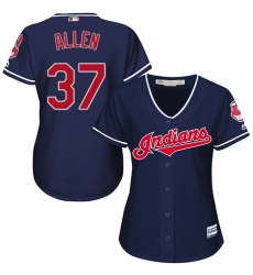 Women's Majestic Cleveland Indians #37 Cody Allen Authentic Navy Blue Alternate 1 Cool Base MLB Jersey