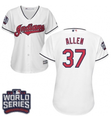 Women's Majestic Cleveland Indians #37 Cody Allen Authentic White Home 2016 World Series Bound Cool Base MLB Jersey