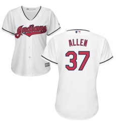 Women's Majestic Cleveland Indians #37 Cody Allen Authentic White Home Cool Base MLB Jersey