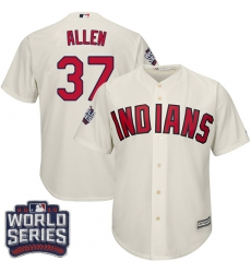 Youth Majestic Cleveland Indians #37 Cody Allen Authentic Cream Alternate 2 2016 World Series Bound Cool Base MLB Jersey