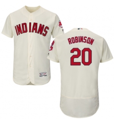 Men's Majestic Cleveland Indians #20 Eddie Robinson Cream Flexbase Authentic Collection MLB Jersey