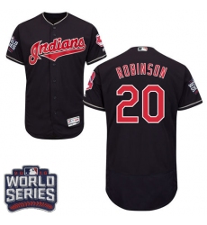 Men's Majestic Cleveland Indians #20 Eddie Robinson Navy Blue 2016 World Series Bound Flexbase Authentic Collection MLB Jersey