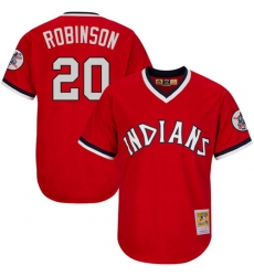 Men's Mitchell and Ness Cleveland Indians #20 Eddie Robinson Replica Red Throwback MLB Jersey