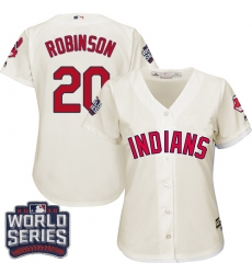 Women's Majestic Cleveland Indians #20 Eddie Robinson Authentic Cream Alternate 2 2016 World Series Bound Cool Base MLB Jersey