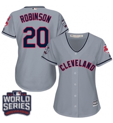 Women's Majestic Cleveland Indians #20 Eddie Robinson Authentic Grey Road 2016 World Series Bound Cool Base MLB Jersey