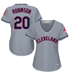 Women's Majestic Cleveland Indians #20 Eddie Robinson Replica Grey Road Cool Base MLB Jersey