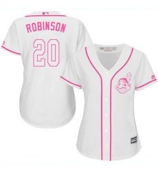 Women's Majestic Cleveland Indians #20 Eddie Robinson Replica White Fashion Cool Base MLB Jersey