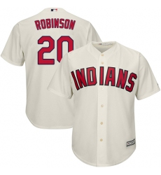 Youth Majestic Cleveland Indians #20 Eddie Robinson Authentic Cream Alternate 2 Cool Base MLB Jersey