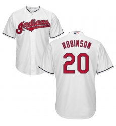 Youth Majestic Cleveland Indians #20 Eddie Robinson Authentic White Home Cool Base MLB Jersey