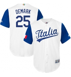 Men's Italy Baseball Majestic #25 Mike DeMark White 2017 World Baseball Classic Replica Team Jersey