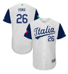 Men's Italy Baseball Majestic #26 Sebastian Poma White 2017 World Baseball Classic Authentic Team Jersey