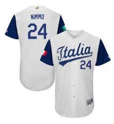 Men's Italy Baseball Majestic #24 Brandon Nimmo White 2017 World Baseball Classic Authentic Team Jersey