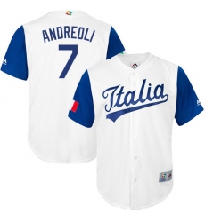 Men's Italy Baseball Majestic #7 John Andreoli White 2017 World Baseball Classic Replica Team Jersey