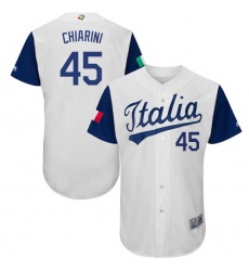 Men's Italy Baseball Majestic #45 Mario Chiarini White 2017 World Baseball Classic Authentic Team Jersey