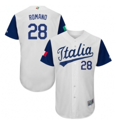 Men's Italy Baseball Majestic #28 Jordan Romano White 2017 World Baseball Classic Authentic Team Jersey