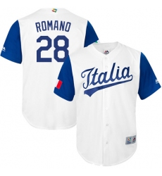 Men's Italy Baseball Majestic #28 Jordan Romano White 2017 World Baseball Classic Replica Team Jersey