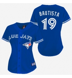 Women's Majestic Toronto Blue Jays #19 Jose Bautista Replica Blue MLB Jersey