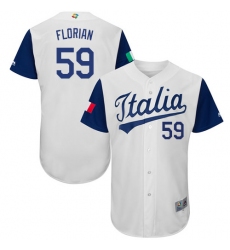 Men's Italy Baseball Majestic #59 Frailyn Florian White 2017 World Baseball Classic Authentic Team Jersey