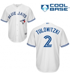 Youth Majestic Toronto Blue Jays #2 Troy Tulowitzki Authentic White Home MLB Jersey