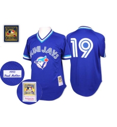 Men's Mitchell and Ness Toronto Blue Jays #19 Paul Molitor Authentic Blue Throwback MLB Jersey