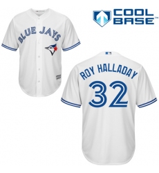 Men's Majestic Toronto Blue Jays #32 Roy Halladay Replica White Home MLB Jersey