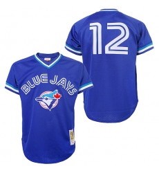 Men's Mitchell and Ness Toronto Blue Jays #12 Roberto Alomar Replica Blue 1993 Throwback MLB Jersey