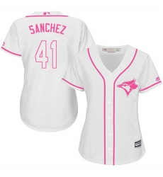 Women's Majestic Toronto Blue Jays #41 Aaron Sanchez Replica White Fashion Cool Base MLB Jersey