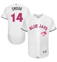 Men's Majestic Toronto Blue Jays #14 Justin Smoak Authentic White 2016 Mother's Day Fashion Flex Base MLB Jersey