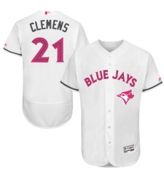 Men's Majestic Toronto Blue Jays #21 Roger Clemens Authentic White 2016 Mother's Day Fashion Flex Base MLB Jersey