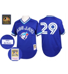 Men's Mitchell and Ness Toronto Blue Jays #29 Joe Carter Replica Blue Throwback MLB Jersey