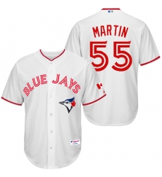 Men's Majestic Toronto Blue Jays #55 Russell Martin Replica White 2015 Canada Day MLB Jersey