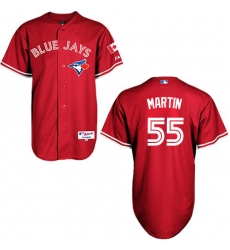 Women's Majestic Toronto Blue Jays #55 Russell Martin Authentic Red Canada Day MLB Jersey