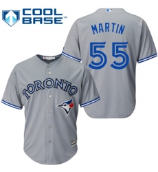 Youth Majestic Toronto Blue Jays #55 Russell Martin Authentic Grey Road MLB Jersey