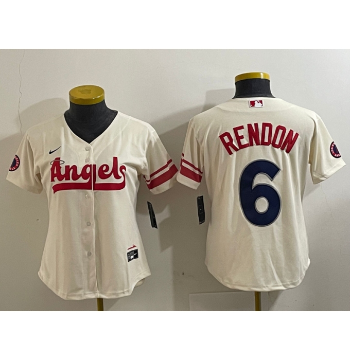 Women's Los Angeles Angels #6 Anthony Rendon Cream 2022 City Connect Cool Base Stitched Jersey