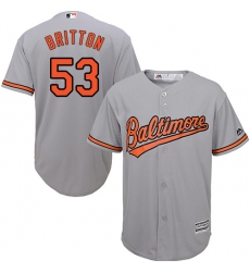 Youth Majestic Baltimore Orioles #53 Zach Britton Authentic Grey Road Cool Base MLB Jersey