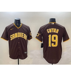 Men's San Diego Padres #19 Tony Gwynn Brown Cool Base Stitched Baseball Jersey