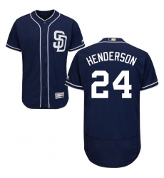 Men's Majestic San Diego Padres #24 Rickey Henderson Navy Blue Alternate Flex Base Authentic Collection MLB Jersey