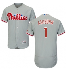Men's Majestic Philadelphia Phillies #1 Richie Ashburn Grey Road Flex Base Authentic Collection MLB Jersey