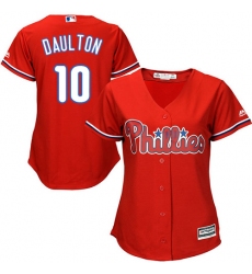 Women's Majestic Philadelphia Phillies #10 Darren Daulton Authentic Red Alternate Cool Base MLB Jersey